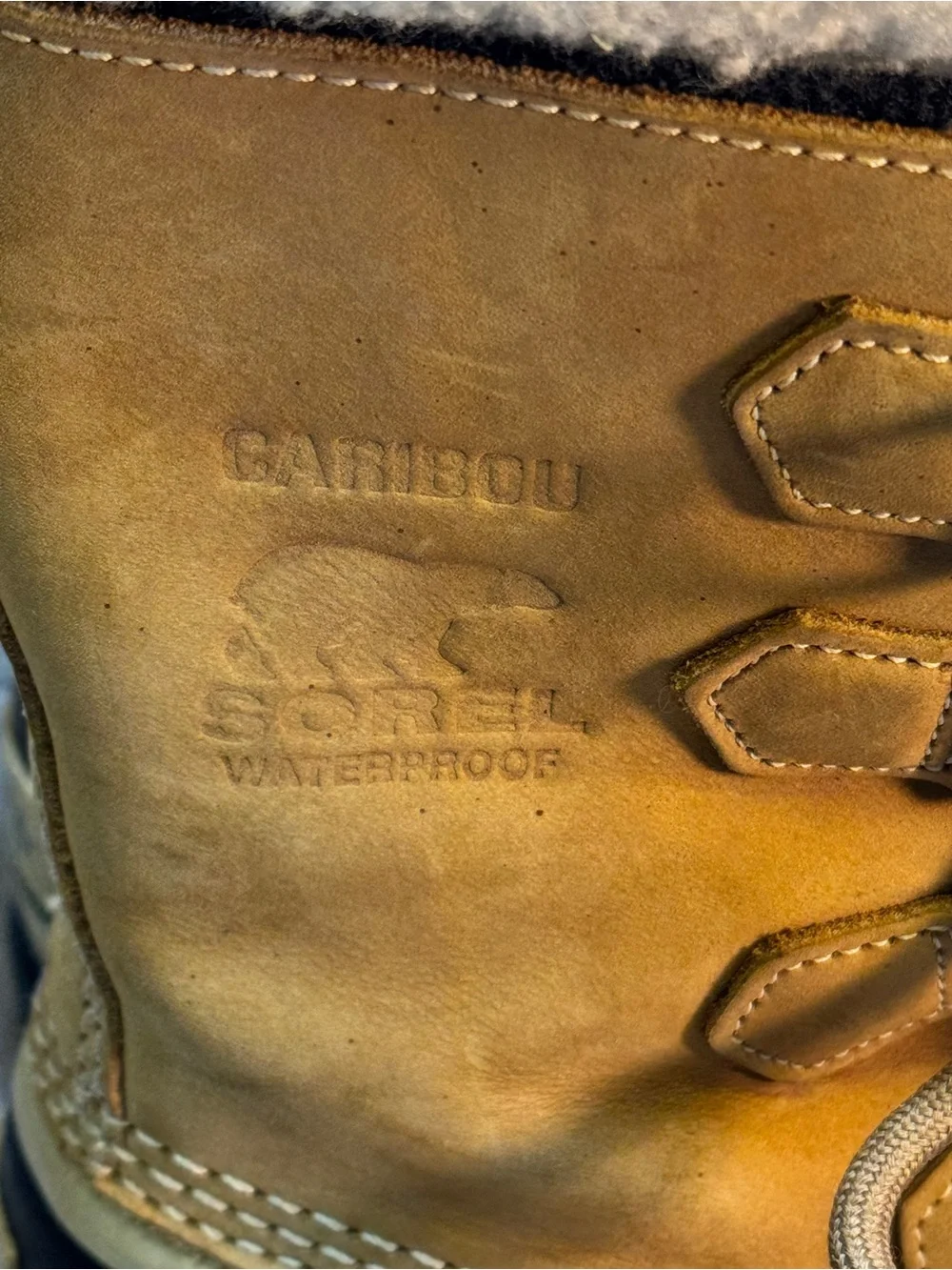 SOREL Caribou Tan Leather Black Rubber Insulated Snow Duck Boots Women’s Size 6